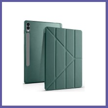 Nida Samsung Galaxy X610 Tab S9 Fe Plus 12.4 Kılıf Kalemlikli Mars Tablet Kılıfı - Koyu Yeşil Nıda