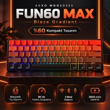 AKKO MONSGEEK FUN60 Max Shine-Through Blaze Gradient Hall Effect Manyetik Switch 8K Hz ARGB Kablosuz Hotswap Gaming Klavye