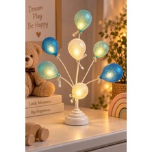 Magicledcorner Balon Ağacı Çocuk Odası Gece Lambası Mavi&beyaz