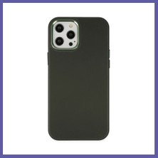 Nida iPhone 12 Pro Max Uyumlu Kılıf Asya Deri Silikon - Koyu Yeşil Nıda