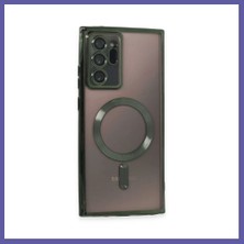 Nida Samsung Galaxy Note 20 Ultra Uyumlu Kılıf Kross Magneticsafe Kapak - Koyu Yeşil Nıda