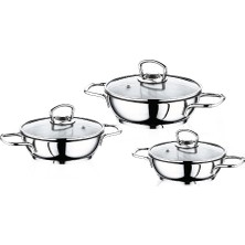 Safinox Eco 6 Parça Tel Kulplu Çelik Omlet Sahan Seti 14-16-18 cm