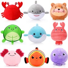 Tr 9 Adet Mini Deniz Dünyası Pelüş Hayvanlar 8 cm Sevimli Deniz Hayvanları Yumuşak Renkli Okya