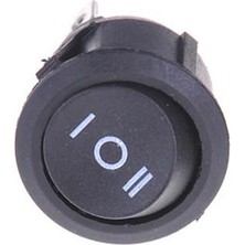 Alkatronik Yuvarlak 3 Pin Anahtar Rocker Switch Mini Buton Siyah 3 Durumlu 6A 250V
