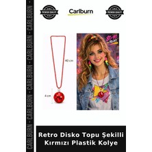 Carlburn Retro Disko Topu Şekilli Kırmızı Plastik Kolye Kostüm Unsuru Dans Konsepti Günlük Tarz