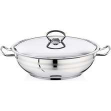 Saften Bestinox 32x9.5 cm Flanşlı Kulp Çelik Kapaklı Çelik Kısa Tencere-7.65 Litre