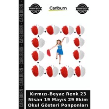 Carlburn Kırmızı-Beyaz Renk 23 Nisan 19 Mayıs 29 Ekim Okul Gösteri Ponponları Ritim Aleti
