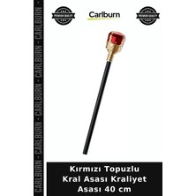 Carlburn Kırmızı Topuzlu Kral Asası Kraliyet Asası 40 cm Gösterişli Aksesuar Maskeli Balo Saray Temalı