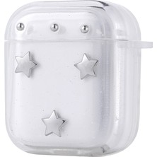 Noktaks Airpods 1. Nesil 2016 (A1523-A1722-A1602) Uyumlu Kılıf Airbag Tasarımlı Simli Şeffaf Kutup Kılıf Airbag 44 - Yıldız - T36621
