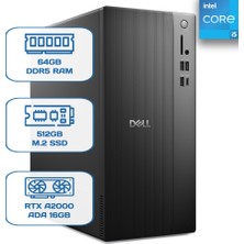 Dell Pro Tower Essential BTO005B_QVT1260_EMEA I5 14500 64GB Ddr5 512GB M.2 SSD Rtx A2000 Ada 16GB W11P Desktop