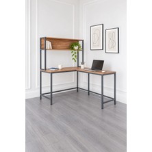 Sehpol Raflı L Çalışma Masası 140X120X75 cm Sağ Sol Yönlü (Lava - Richmond)