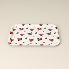 Evidea Kitchen Nar Desenli Kaydırmaz Tepsi - Kırmızı / Beyaz - 31X21 cm
