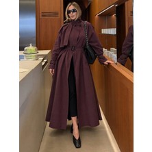 Miss Beyoğlu Kemerli Uzun Trençkot - Oversize Kadın Trench Coat