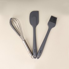 Tantitoni Silikon Spatula Fırça ve Çırpıcı Seti - Gri