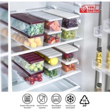 Selka Home 6 Adet 2 Lt. Nora Organizer Buzdolabı Buzluk Düzenleyici Saklama Kabı Plastik Hava Geçirmez