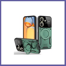Nida Redmi 13C Uyumlu Kılıf Joy Lens Standlı Kapak - Koyu Yeşil Nıda