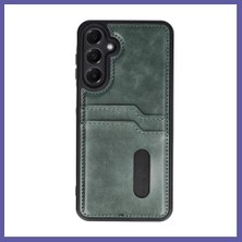 Nida Samsung Galaxy A25 5g Uyumlu Kılıf Sara Kartvizitli Deri Kılıf - Koyu Yeşil Nıda