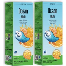Orzax Ocean Multi 150 ml x 2 Adet Portakal Aromalı Multi Vitamin ve Mineral Takviyesi Çocuklar İçin