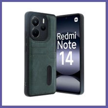 Nida Redmi Note 14 4g Uyumlu Kılıf Sara Kartvizitli Deri Kılıf - Koyu Yeşil Nıda