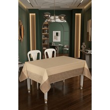 Elegancev Üzeri Teflon Kaplı Dikdörtgen Kumaş Masa Örtüsü - 110 cm x 160 cm -Kapuçino