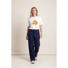 Black Nova Oversize Baskılı Unisex Tişört Disco Orange Beyaz