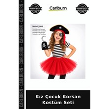 Carlburn Kız Çocuk Korsan Kostüm Seti Konsept Ürün Etkinlik Kıyafeti Göz Bandı