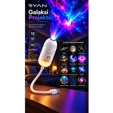 USB Galaksi Projektör LED Gece Lambası 360° Ayarlanabilir 12 Filmli 2’si 1 Arada Ambiyans Işığı