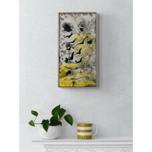 Simurg Sanatevi Sarı Rüyada Kuşlar Yağlı Boya Tablosu - Tuval Üzerine El Yapımı - 20 x 40 cm