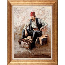 Simurg Sanatevi Ayakkabı Boyacısı Yağlı Boya Tablosu - Tuval Üzerine El Yapımı - 60 x 80 cm