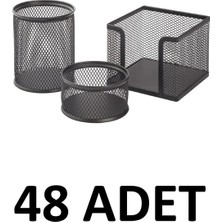 Kraf 48  Adet Perfore Masaüstü Kalemlik Seti 3'lü 470G Siyah