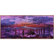 Simurg Sanatevi Sığırcıklar Yağlı Boya Tablosu - Tuval Üzerine El Yapımı - 140 x 60 cm