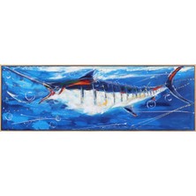 Simurg Sanatevi Kılıç Balığı Rüyası Yağlı Boya Tablosu - Tuval Üzerine El Yapımı - 150 x 50 cm