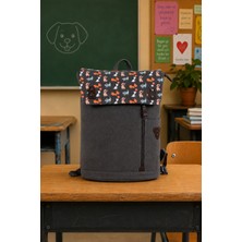 Biggdesign Dogs Vintage Su Geçirmez Kumaşlı Okul Sırt Çantası 15 inç Laptop Uyumlu Gri Tek Parça