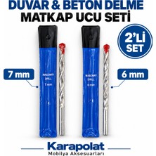 Karapolat 6 mm ve 7 mm Duvar Beton Delme Matkap Ucu Seti 2’li
