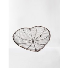 Tr Kalp Şeklinde Tel Dekoratif Sepet (32 * 26 Cm)
