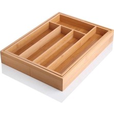 Balsa Bambu Çekmece İçi Kaşıklık 34 x 29 cm Açılınca 45 x 29 cm Bambu Malzemeli Kullanışlı Tasarım