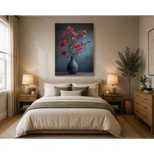 Rose Light Çiçek Dalı Vazo Detaylı Duvar Yatak Odası Dekoru Ahşap Mdf Baskı Salon, Çocuk Odası, Ofis Duvar Tablosu Mdf Tablo