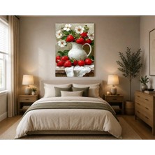 Rose Light Ahşap Duvar Çilek ve Çiçek Motifi Yatak Odası Dekoru Ahşap Mdf Baskı Salon, Çocuk Odası, Ofis Duvar Tablosu Mdf Tablo