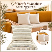 Ödel Buldan Çift Taraflı Jakarlı Yıkanabilir Koltuk Pedi & Minderi & Şiltesi-Kırlent Hediyeli