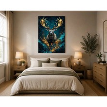 Rose Light Boynuzlu Geyik Figürlü Duvar Dekoru Ahşap Mdf Baskı Salon, Yatak Odası, Çocuk Odası, Ofis Duvar Tablosu Mdf Tablo
