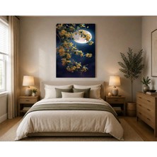 Rose Light Çiçek ve Ay Detaylı Duvar Tablosu Yatak Odası Dekoru Ahşap Mdf Baskı Salon, Çocuk Odası, Ofis Duvar Tablosu Mdf Tablo