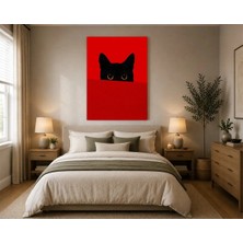 Rose Light Arka Plan Üzerinde Bir Kedi Duvar Dekoru Ahşap Mdf Baskı Salon, Yatak Odası, Çocuk Odası, Ofis Duvar Tablosu Mdf Tablo