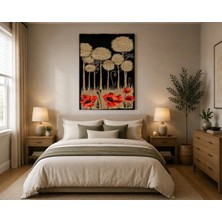 Rose Light Poppy ve Dahlia Çiçekli Duvar Dekoru Ahşap Mdf Baskı Tablo Mdf Tablo