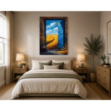 Rose Light Kapılı Eski Ev Tarlalar Duvar Dekoru Ahşap Mdf Baskı Salon, Yatak Odası, Çocuk Odası, Ofis Duvar Tablosu Mdf Tablo