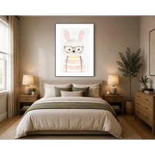 Rose Light Tavşan Gözlük Çizgili Gömlek Duvar Çocuk Odası Için Ahşap Mdf Baskı Salon, Yatak Odası, Çocuk Odası, Ofis Duvar Tablosu Mdf Tablo