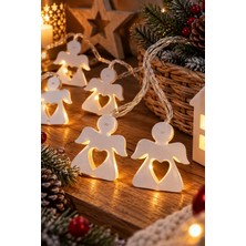 Magicledcorner Ahşap Kalpli Melek Işık Zinciri