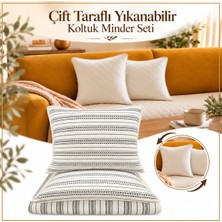 Ödel Buldan Çift Taraflı Jakarlı Yıkanabilir Koltuk Pedi & Minderi & Şiltesi-Kırlent Hediyeli