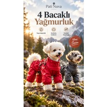 Pati Nuva Dört Bacaklı Su Geçirmez Köpek Yağmurluğu (Göğüs Tasmalı) Kırmızı S