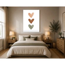 Rose Light Üç Kalp'lı Duvar Dekoru Ahşap Mdf Baskı Salon, Yatak Odası, Çocuk Odası, Ofis Duvar Tablosu Mdf Tablo