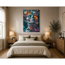 Rose Light Kemik ve Çiçek Motifiyle Duvar Dekoru Ahşap Mdf Baskı Salon, Yatak Odası, Çocuk Odası, Ofis Duvar Tablosu Mdf Tablo